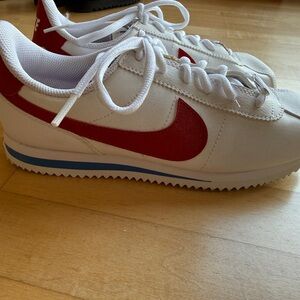 Nike White and Red Cortez Sneakers
